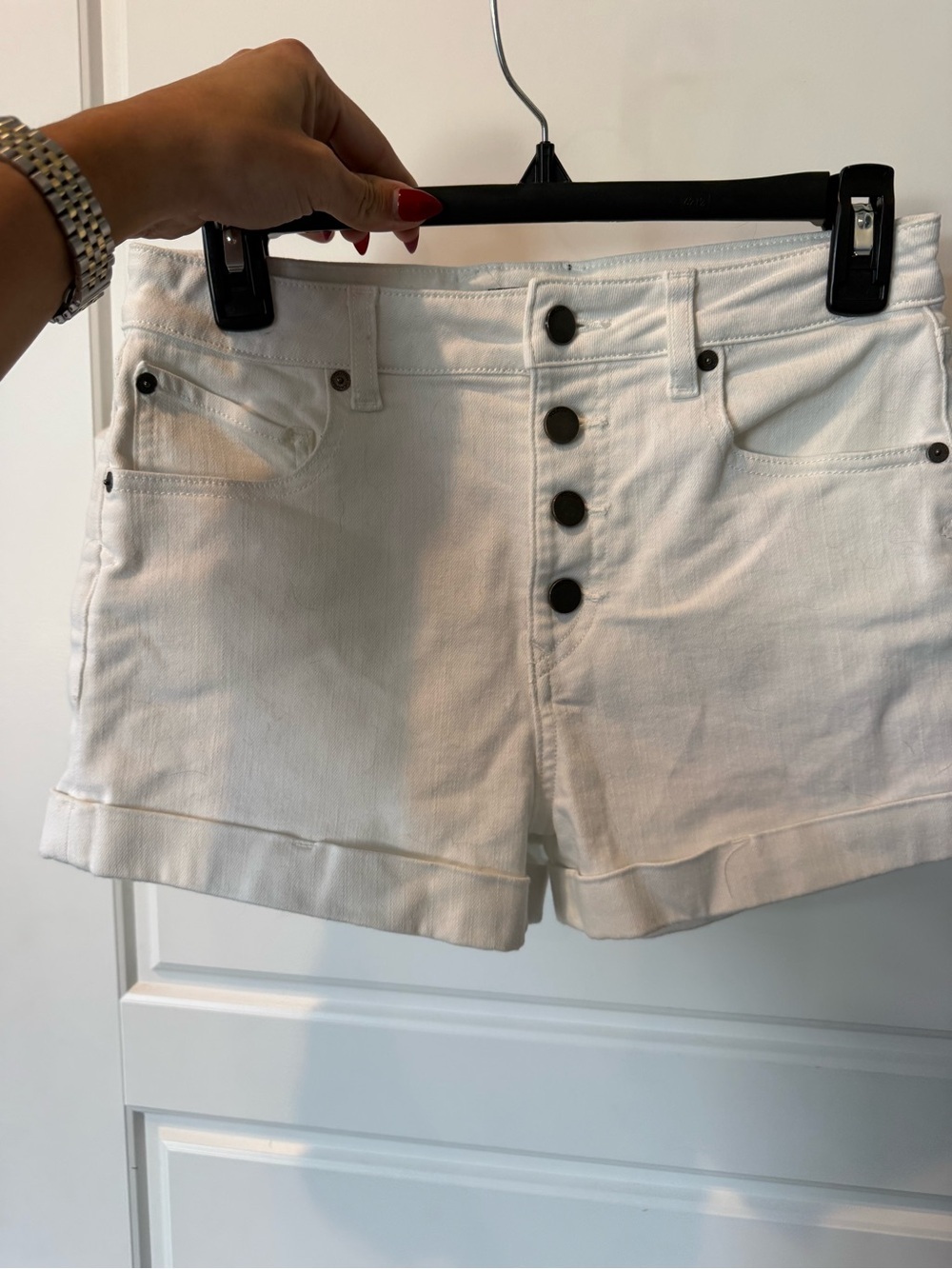Volcom Stone Short White High-Rise Button-Fly Denim Shorts